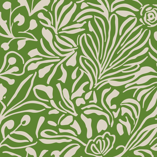 Vector botanical green fabric pattern