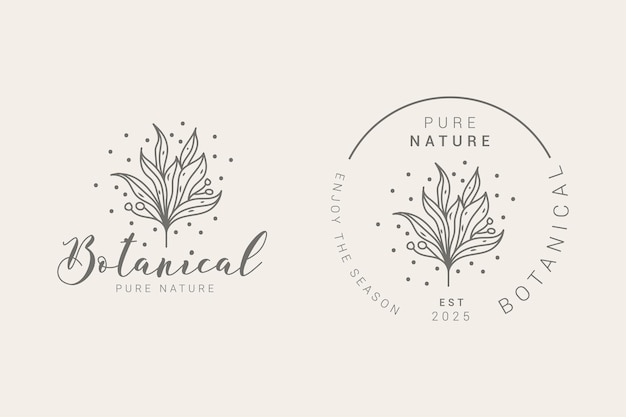 Modelli di logo floreale disegnato a mano botanico