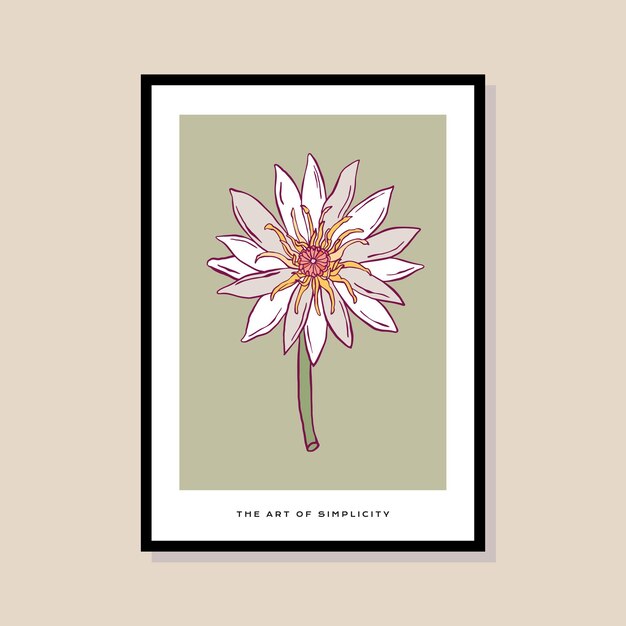 Vector botanical hand drawn vector illustration in a poster frame template