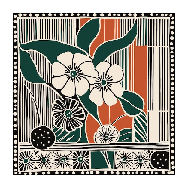 Ботанический ручной рисунок текстильной композиции