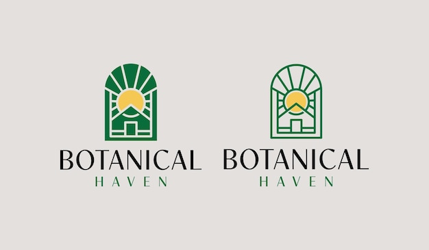 Логотип ботанического дома Универсальный креативный символ премиум-класса Векторный знак значок шаблона логотипа Векторная иллюстрация