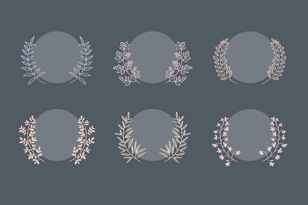 Vector botanical laurel wreath collection vector