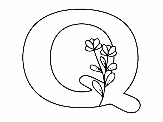 ベクトル 植物の葉のアルファベット文字 q イラスト