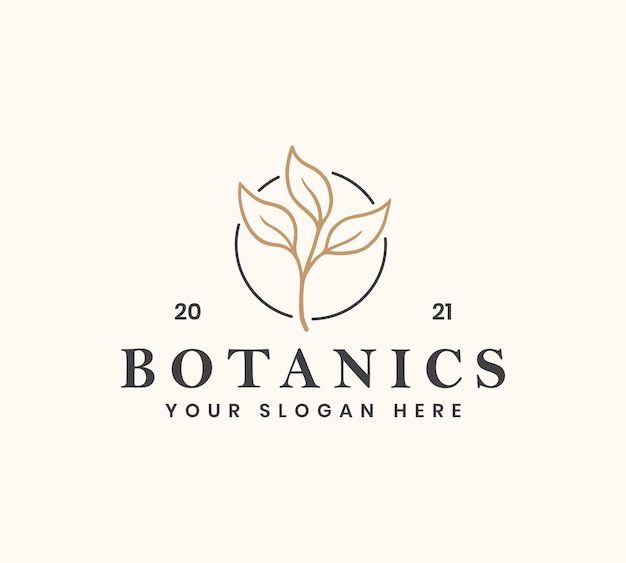 Vettore logo foglia botanica