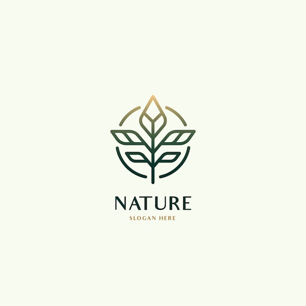 Vettore foglia botanica concetto di logo di lusso biologico naturale