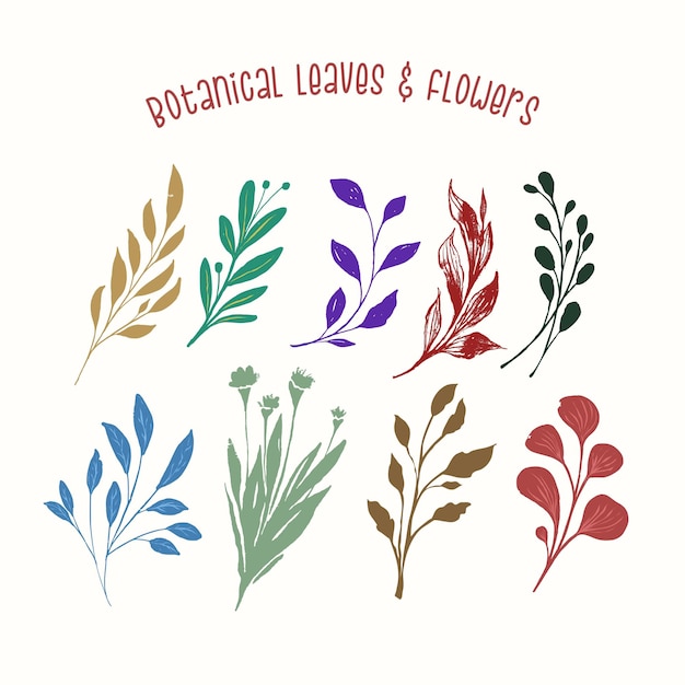 Botanical Leaves and Floral Decorative Vector Element