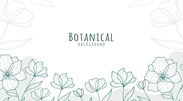 ベクトル 植物ラインアートの背景 植物の背景 葉と花の背景