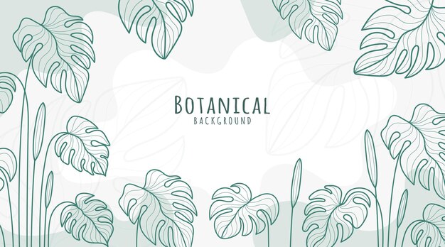 Botanical Line Art Background Botanical Background Leaves and Flower Background