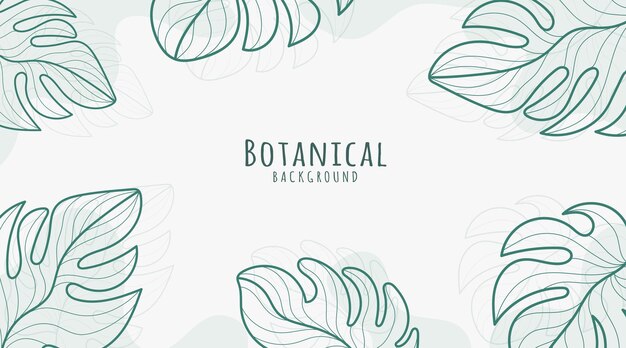 Botanical Line Art Background Botanical Background Leaves and Flower Background