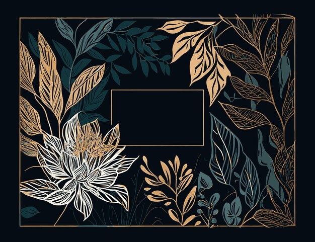 Botanical line background flowers leaves Vector illustration desing