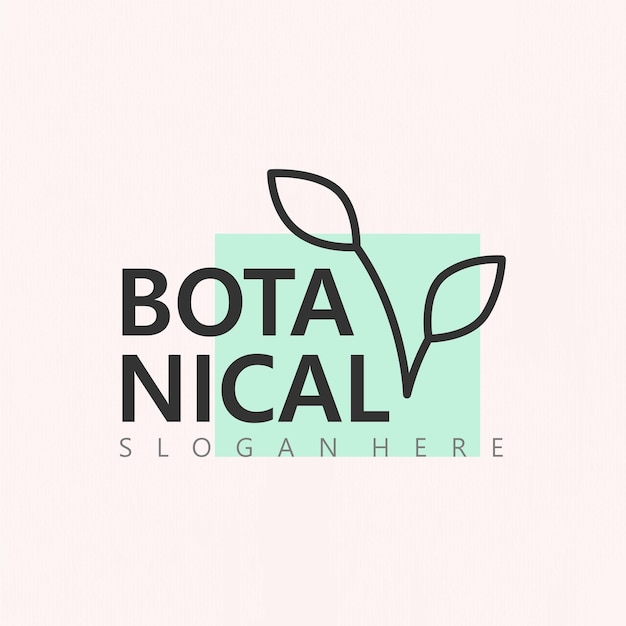 Vector botanical logo design in line art style