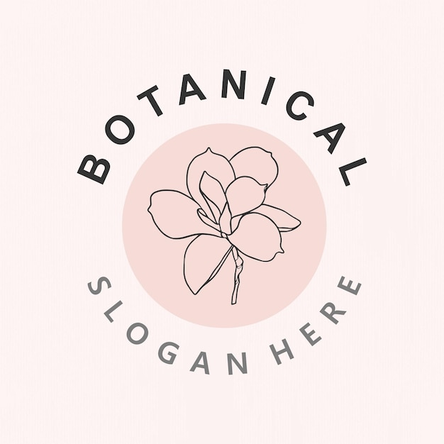 Vector botanical logo design in line art style