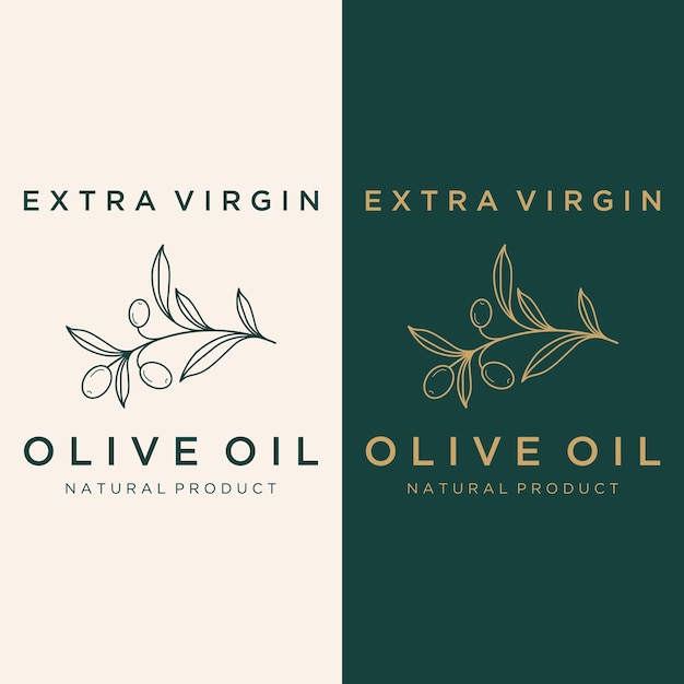 Modello di logo botanico foglia e frutta di ulivo naturali disegnate a mano olio d'oliva a base di erbe cosmetico o bellezza