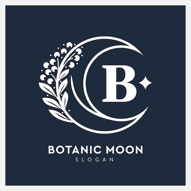 botanical logo with moon