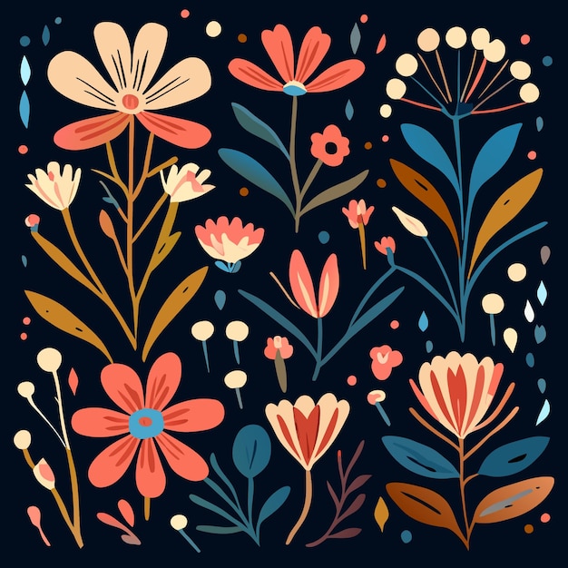 식물학  ⁇ 미나리아 손으로 그린 꽃 쇼케이스