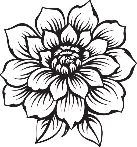 Vector botanical minimalism iconic monotone graceful blossom design black emblem