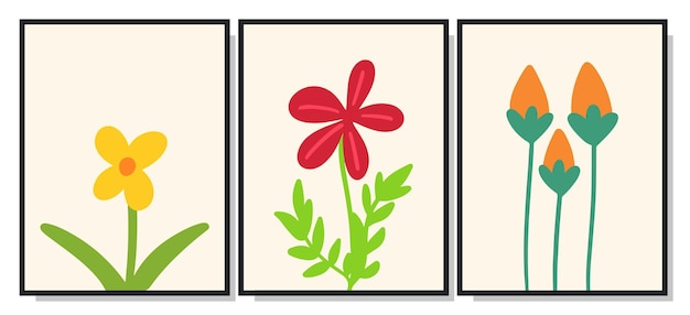 Botanical minimalist wall art poster vector set Design for wall framed prints canvas prints poster home decor cover wallpaper 01