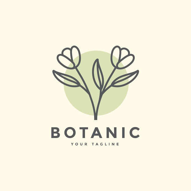 Botanical organic boutique nature feminine flower minimal logo graphic vector illustration