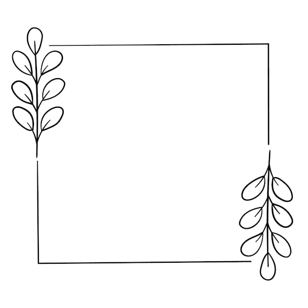 Botanical ornament, square frame of leaves, flowers, patterns for decoration