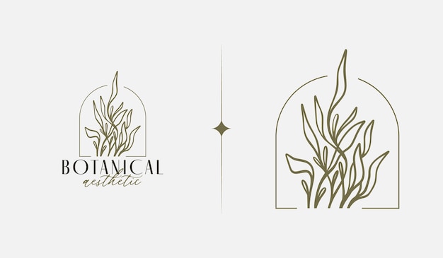 Botanical Plant Flower Monoline Line Art Line Drawing Universal creative premium symbol Vector illustration Creative Minimal design template