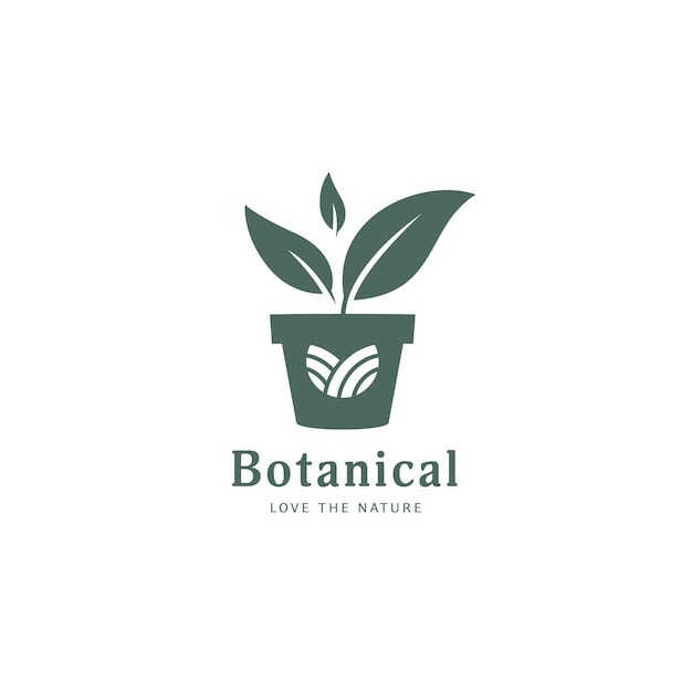 Modello di logo di giardinaggio di piante botaniche