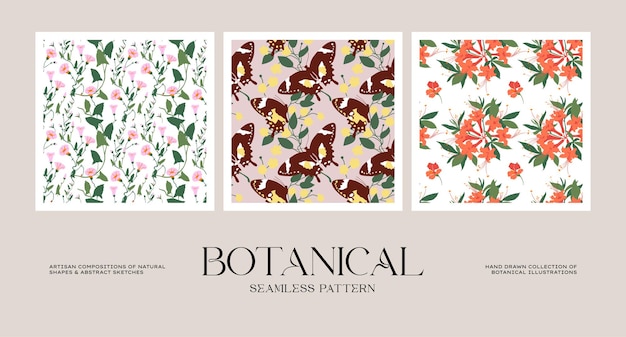 Botanical seamless pattern collection for wrapping paper or packaging design