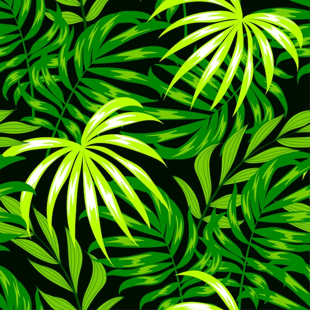 Botanical seamless pattern with leaves