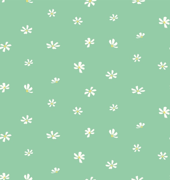 Botanical seamless pattern with white ditsy flowers