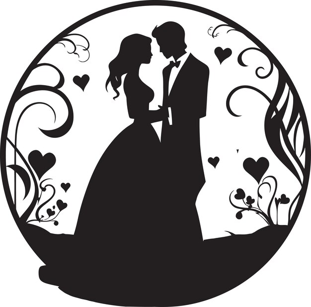 Vector botanical serenade black vector design petal whispers wedding couple emblem