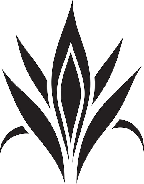 Botanical Serenity Aloe Vera Vector Icon Design Green Essence Black Aloe Plant Logo Emblem
