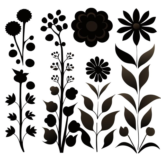 Vector botanical silhouettes compilation in vector eps