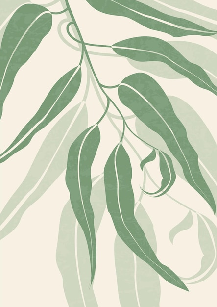 Botanical textured leaf print boho minimalist poster wall art