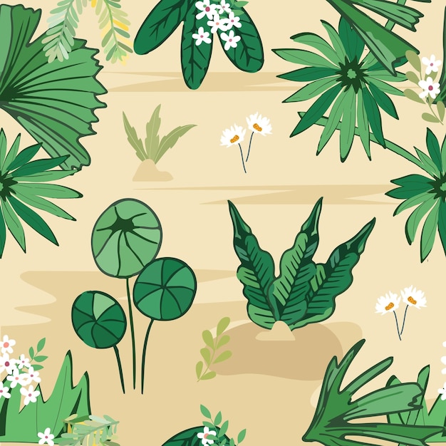 Botanical tropical forest seamless pattern