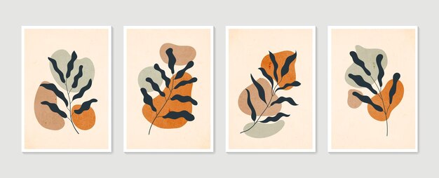 Premium Vector | Botanical wall art set illustration