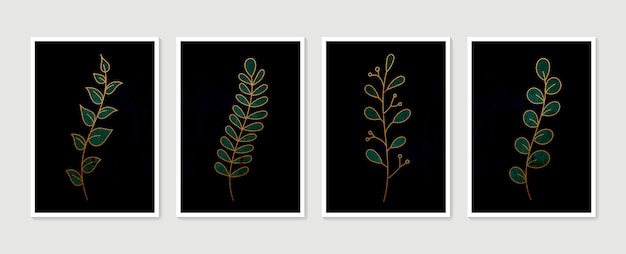 Vector botanical wall art set. minimal and natural wall art.