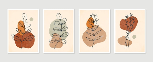 Set di arte della parete botanica. arte della parete minimal e naturale.