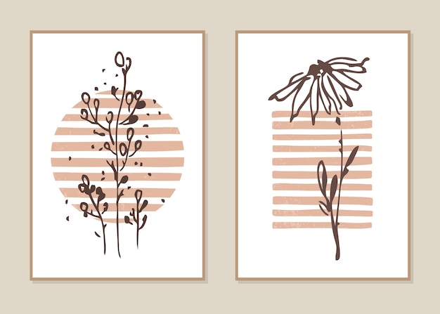 Vector botanical wall art set.