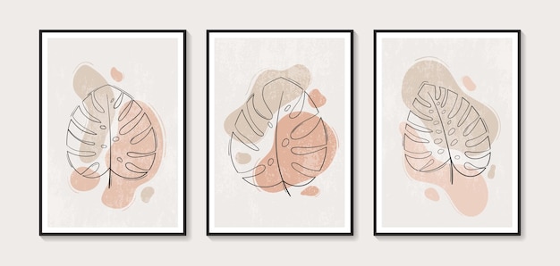 Botanical wall art vector set. Abstract Plant Art design for print, cover, wallpaper