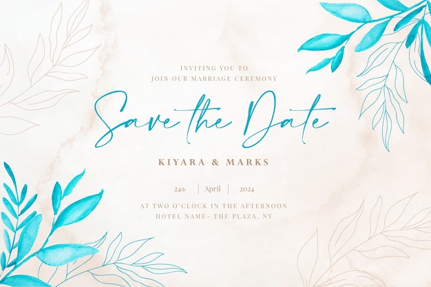 Botanical  watercolor wedding save the date card