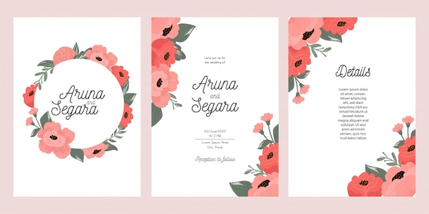 Botanical wedding invitation card template