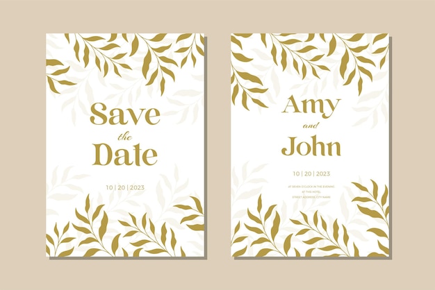 botanical wedding invitation card template