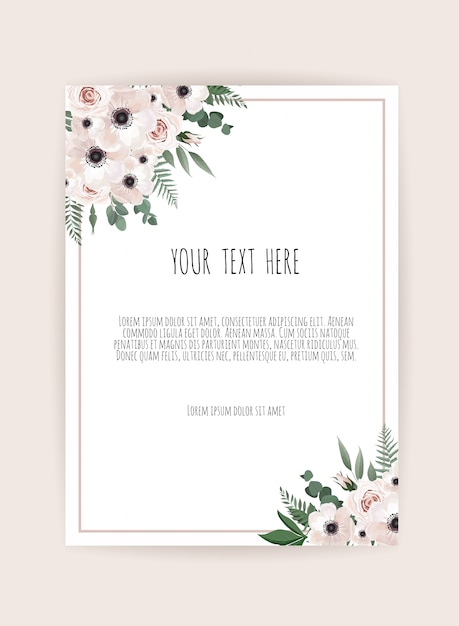 Premium Vector | Botanical wedding invitation card