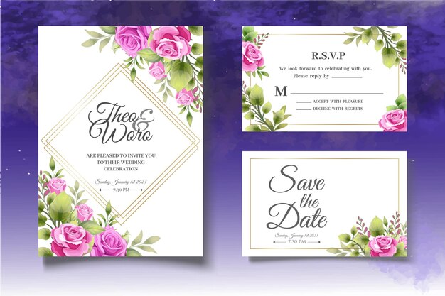 Botanical wedding invitation template