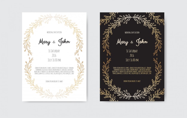 Botanical wedding invitation with floral elements