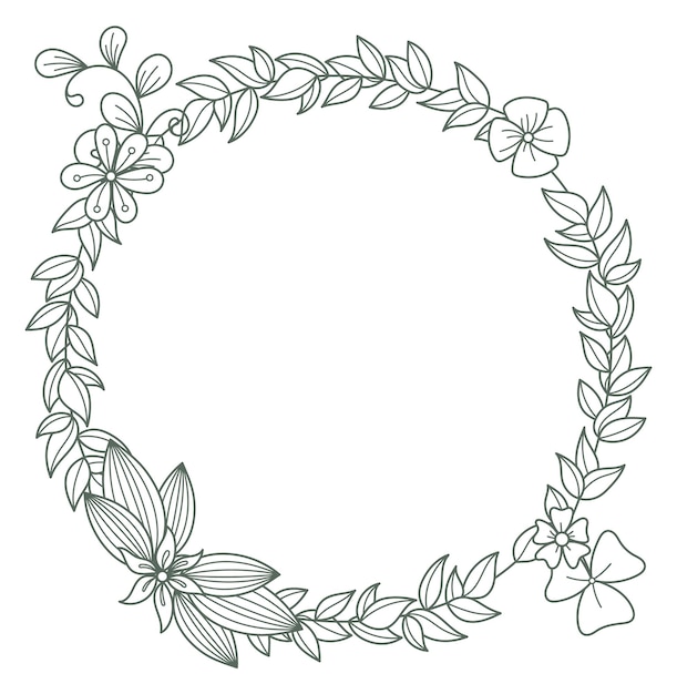 Botanical wreath drawing floral decorative print element