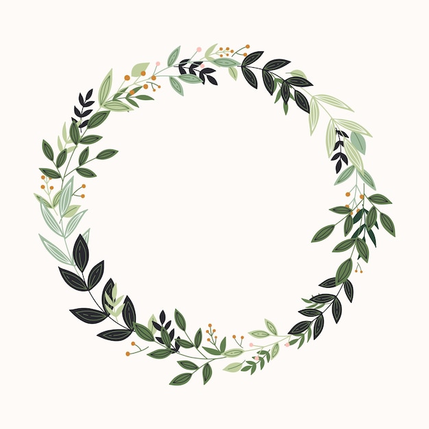 Botanical wreath with flowers and leaves