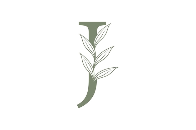 botanisch elementontwerp met combinatie letterconceptontwerp