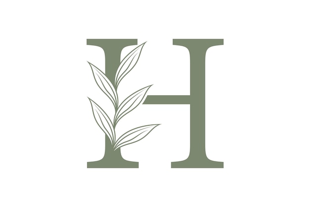 botanisch elementontwerp met combinatie letterconceptontwerp