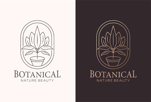 Botanisch logo-ontwerp in een lijnkunststijl.