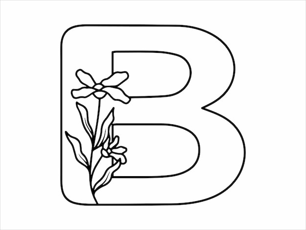 Vector botanische blad alfabet letter b illustratie